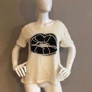 Junk Food Donald Robertson Lips Ex-Boyfriend White Black Adult T-shirt Size M